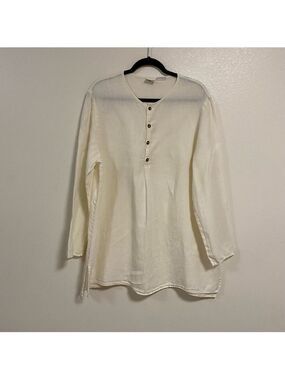 CP Shades Tunic Women’s Size Large Off White Sausalito Irish Linen Shirt FLAW